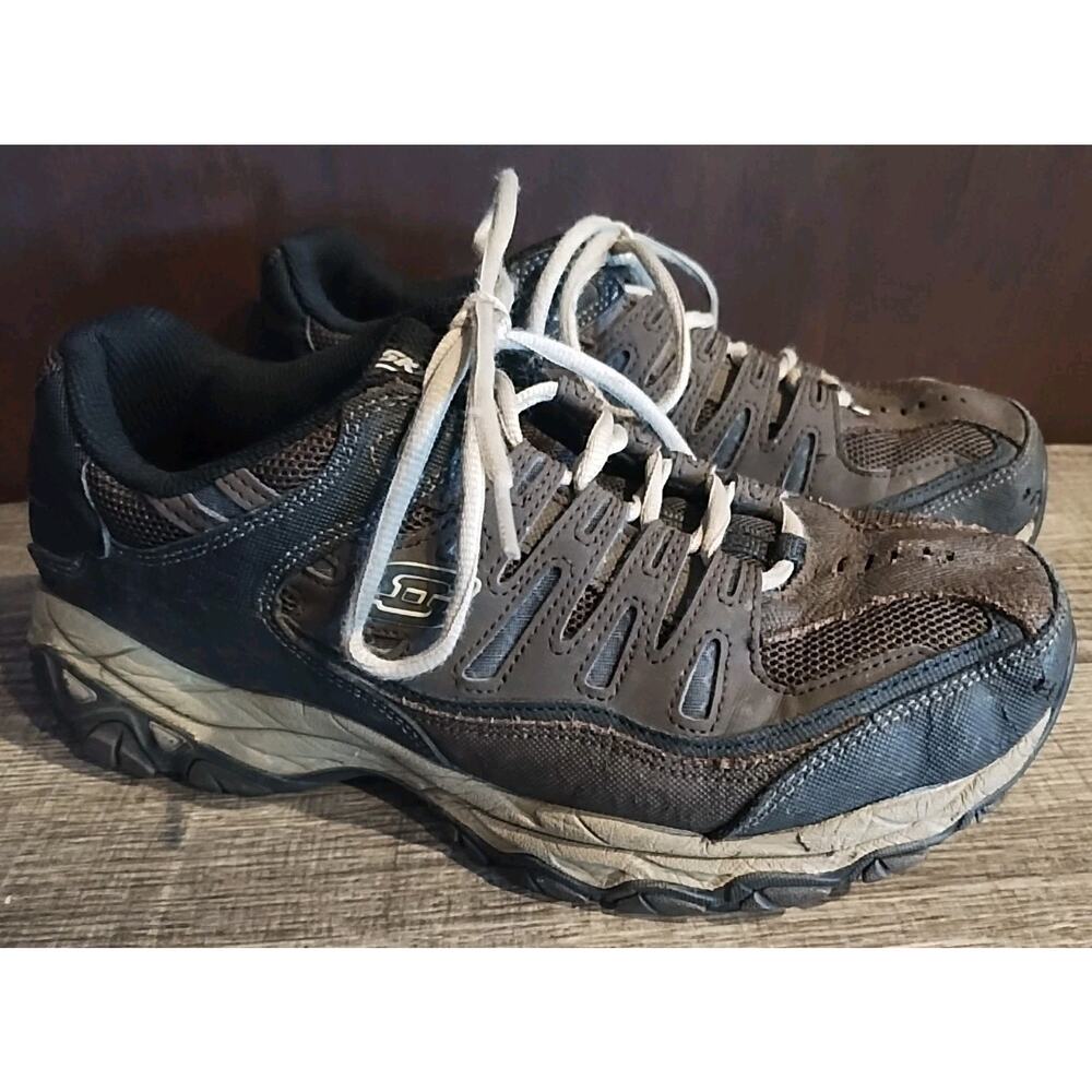 Skechers Mens After Burn Memory Fit 50125EWW Brown Casual Shoes Sneakers Size 8